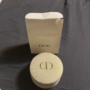 Christian Dior round glitter gold jewelry travel trousse zip pouch. New